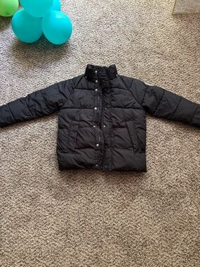 GAP Black Kids Puffer Jacket with Snap & Zip Front